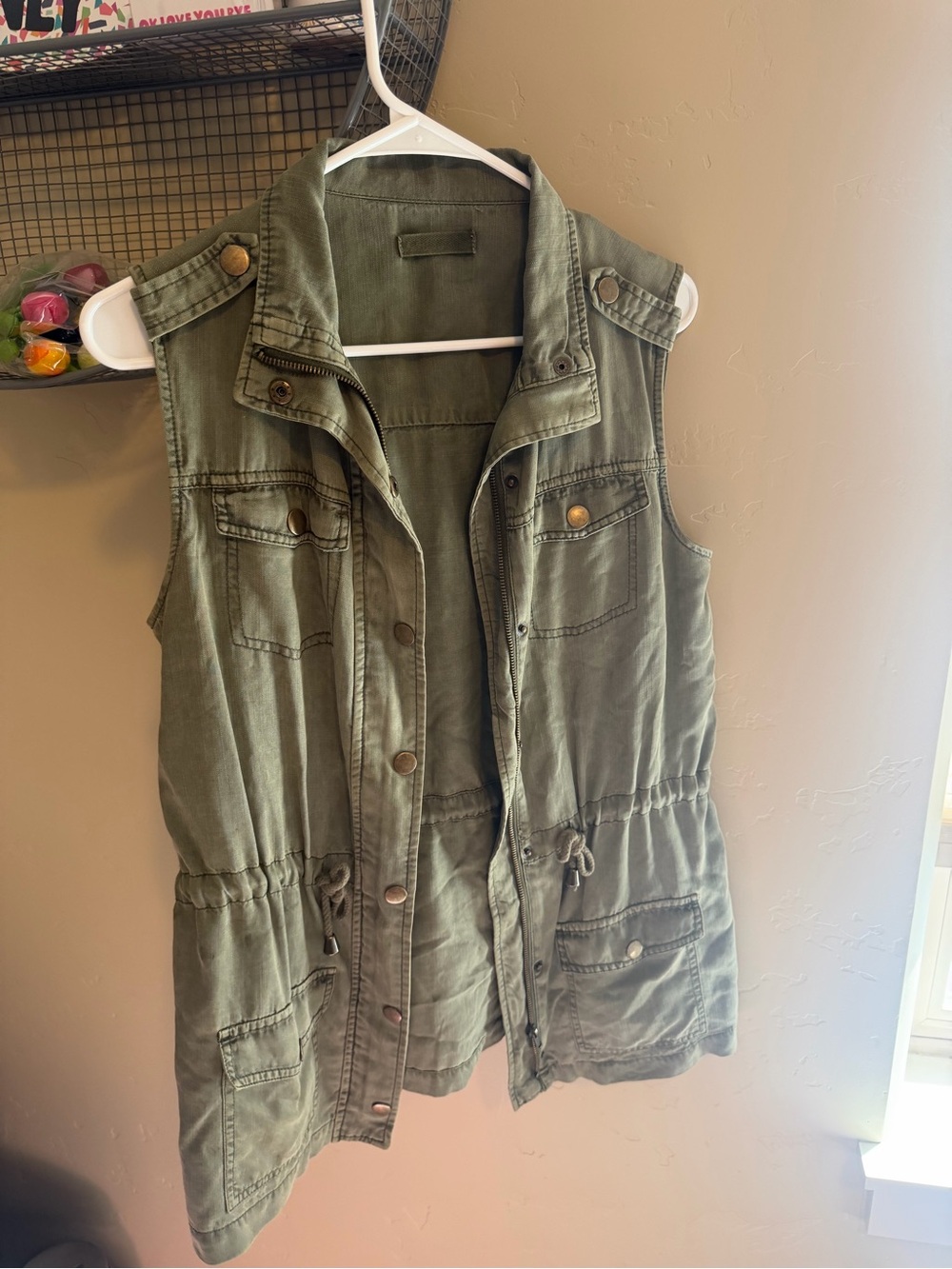 Olive Utility Drawstring Vest